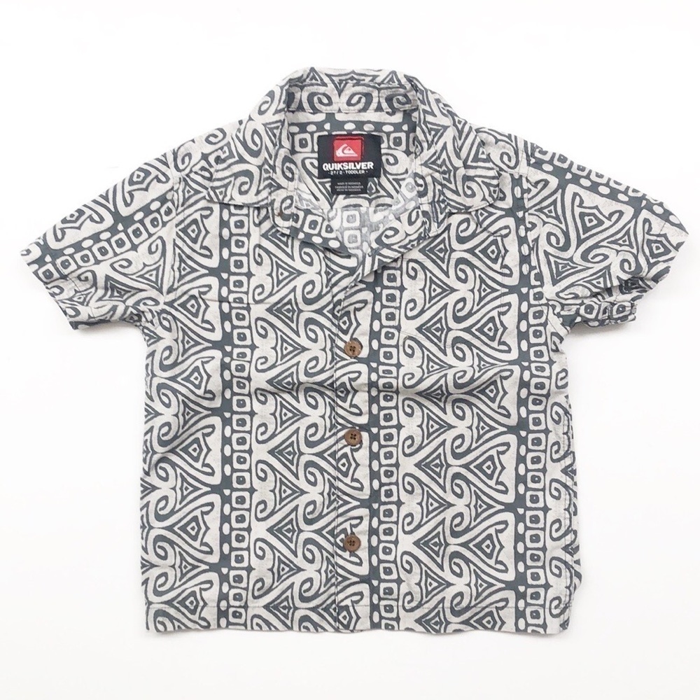 Quiksilver gray tribal print button down toddler boys shirt